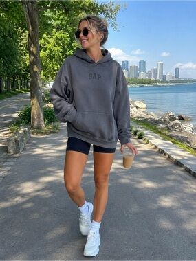 GAP Women's Washed Slate Blue Crewneck Hoodie size Large
